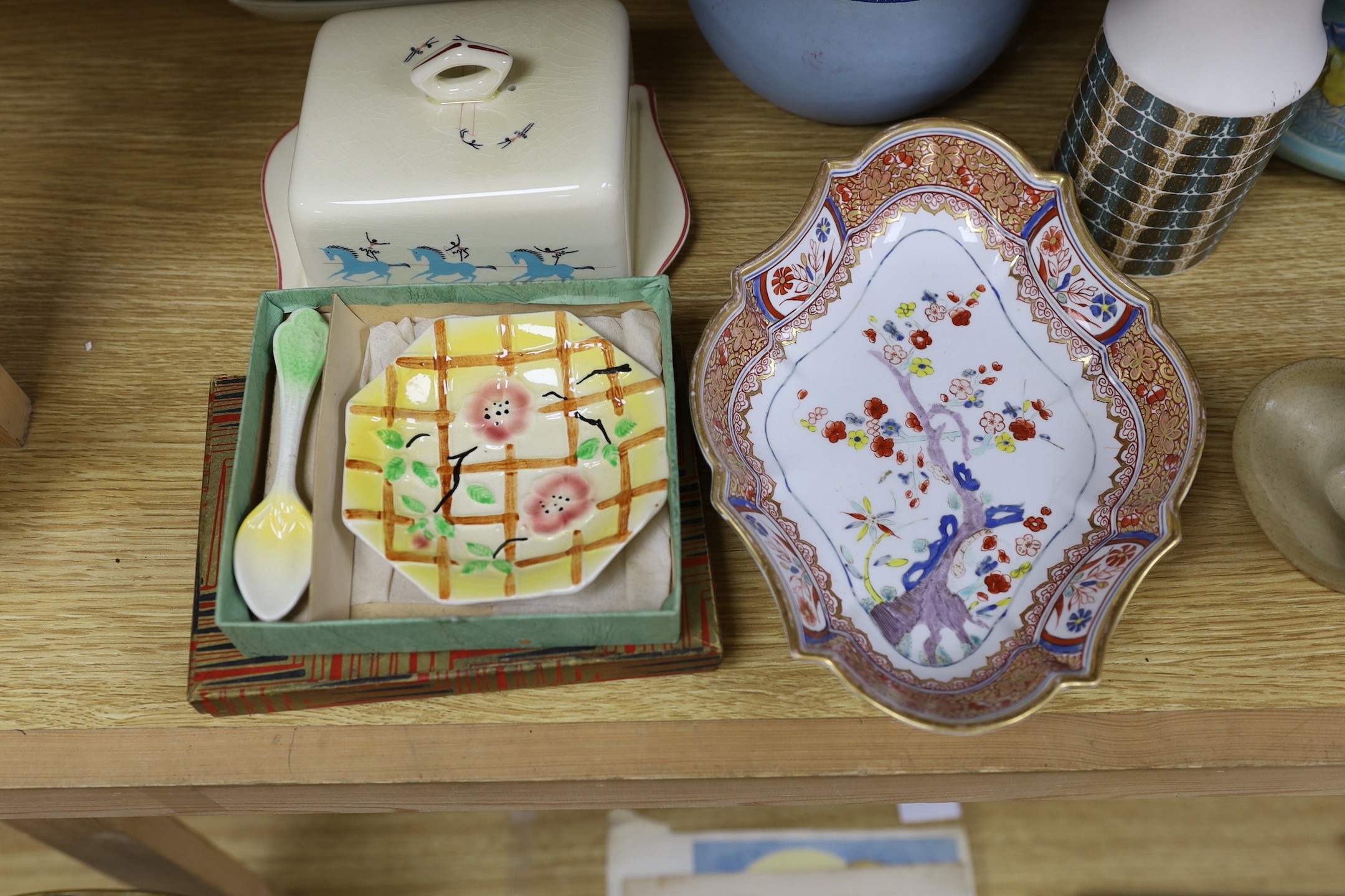 A Bretby bowl, a Beswick Circus pattern butter dish, a Hornsea vase etc, Bretby bowl 20 cms diameter